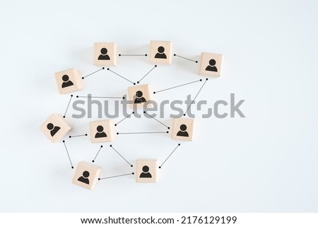 Teamwork, Connection, Building a strong team, Human resources. Business people icons connecting to each other. Distance working connected in network people, employees, outsource staff. Diverse team. Royalty-Free Stock Photo #2176129199