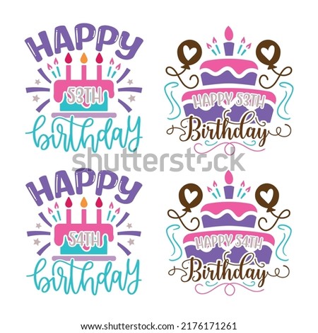 Happy Birthday T-shirt And SVG Design Bundle, Happy Birthday card design elements. Birthday party design for Vector graphic design. Vector EPS Editable File Bundle, can you download this bundle.