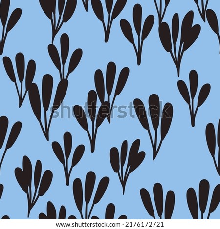 Botanical cartoon seamless pattern. Hand drawn floral background. Nature inspired simple vector print for fabric, wallpaper, stationery, package, paper