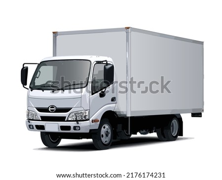 white box truck cargo delivery art isolated design vector template Royalty-Free Stock Photo #2176174231