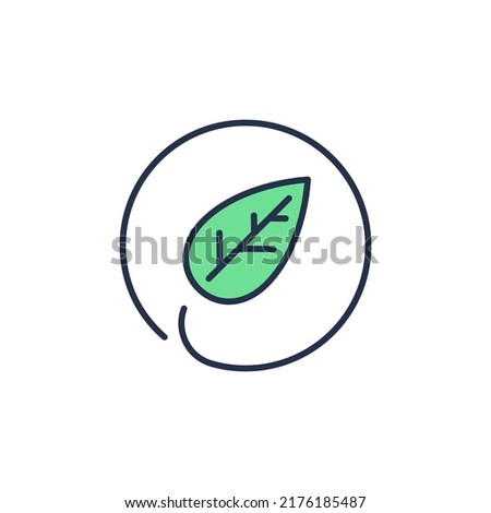 Leaf in circle icon. Eco logotype. High quality coloured vector illustration.