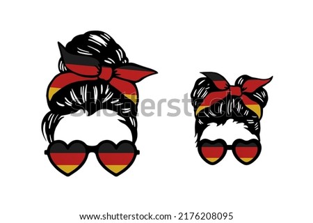 Family clip art in colors of national flag on white background. Germany