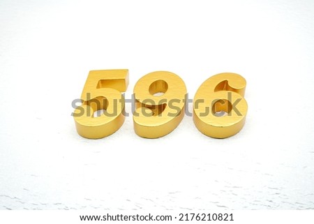  Number 596 is made of gold painted teak, 1 cm thick, laid on a white painted aerated brick floor, visualized in 3D.                                         