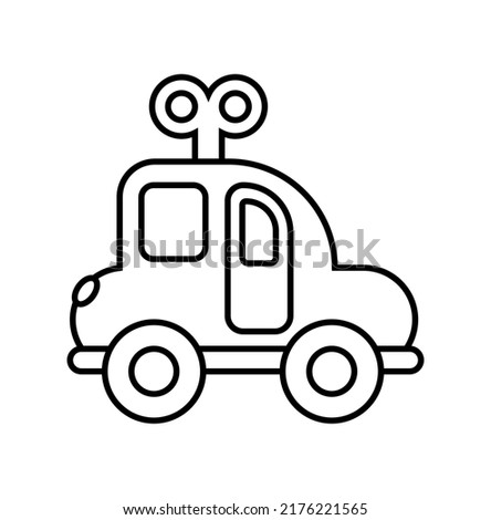 Windup Truck Toy Flat Vector Outline Icon