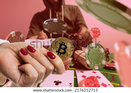 Bitcoin Gambling - Crypto Dice Game. Royalty-Free Stock Photo #2176252713