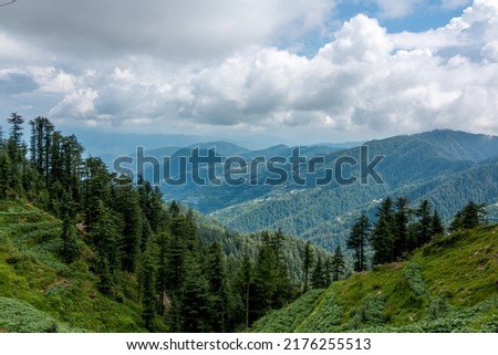 Shimla cityscape aerial view a scenic hill station in the Himalayas at Himachal Pradesh Royalty-Free Stock Photo #2176255513