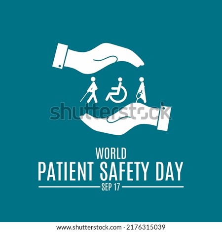 World Patient Safety Day banner or poster. hand icon protects patient. vector illustration Royalty-Free Stock Photo #2176315039