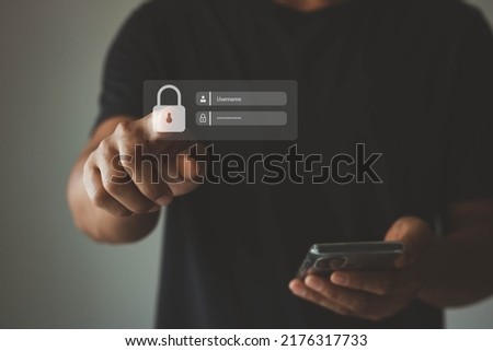 cyber security in two-step verification, Login, User, identification information security and encryption, Account Access app to sign in securely or receive verification codes by email or text message. Royalty-Free Stock Photo #2176317733