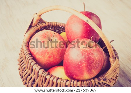 vintage photo of Apples in a Rustic Basket