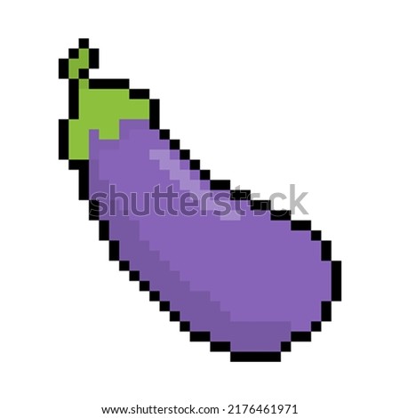 eggplant pixel art style with 32 bit Royalty-Free Stock Photo #2176461971