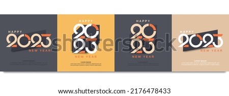 Happy new year 2023. New year media post square banner template Royalty-Free Stock Photo #2176478433