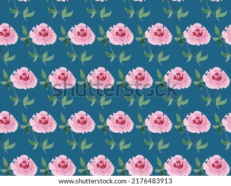 An abstract seamless background pattern with watercolor drawings of rose flowers