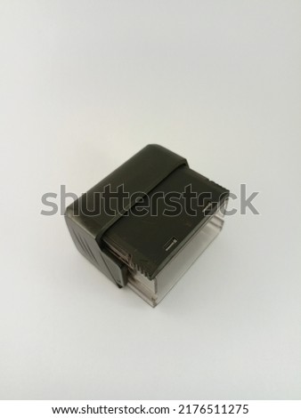auto stamp handle, black. original image
white background
(elongated box shape)