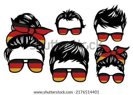 Family clip art set in colors of national flag on white background. Germany
