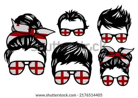 Family clip art set in colors of national flag on white background. Georgia