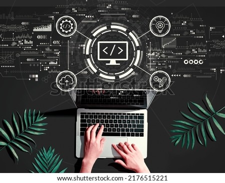 Web development concept with person using a laptop computer