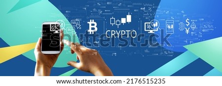 Crypto Trading theme with person using a smartphone