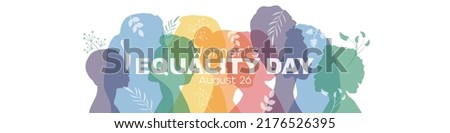 Women's Equality Day banner. Flat vector illustration. Royalty-Free Stock Photo #2176526395
