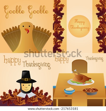 a set of four colored backgrounds with different elements for thanksgiving