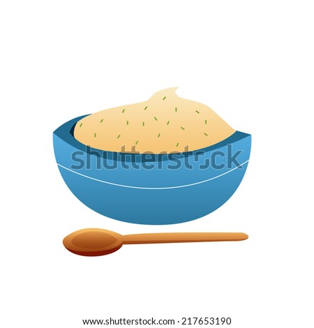 an isolated bowl of mashed potatoes on a white background