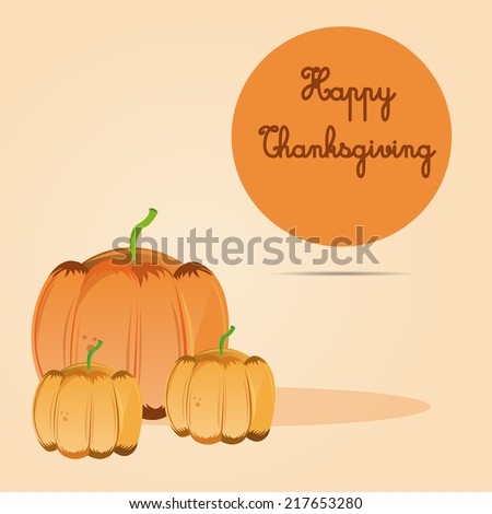 three pumpkins and a badge with text for thanksgiving