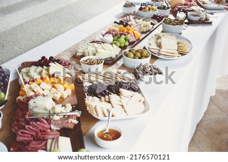 A view of a grazing table, seen at a local catered event. Royalty-Free Stock Photo #2176570121