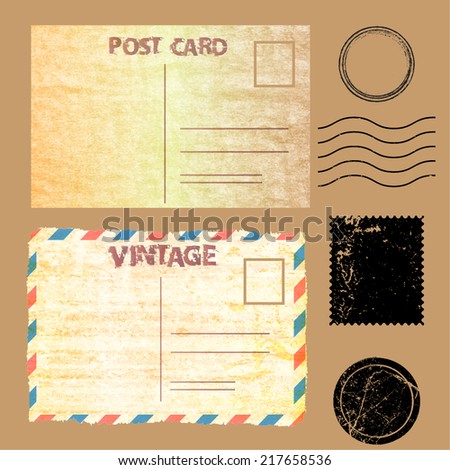 Vintage post mark and stamp. Vector illustration.