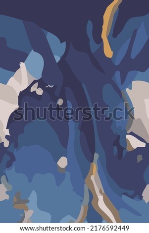 Abstract stream like, vector pattern print. blue flower inspired  