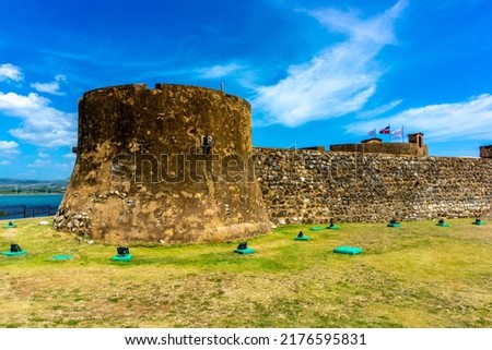 Ancient Columbian San Felipe Fort Bastion or Fortaleza de San Felipe in Puerto Plata built in 1577 - July 2022