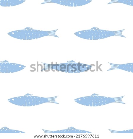 Fish Seamless pattern. Fish Cartoon doodle, Vector illustration.