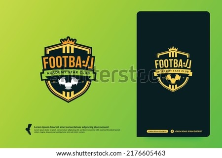 Football club logo, Soccer tournament emblems template. Sport team identity, E-Sport badge design vector illustrations