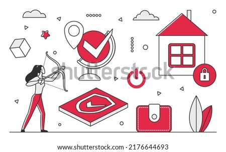Home protection alarm system. Safety building insurance, care shield service vector monocolor illustration