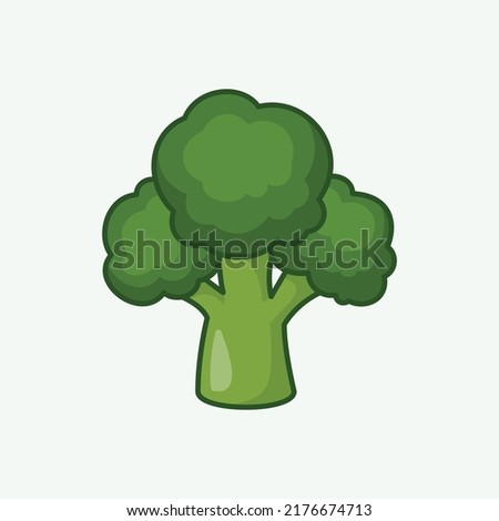 Broccoli fresh green vegetable Vector Broccoli icon. Colorful cartoon broccoli. Healthy food concept. Royalty-Free Stock Photo #2176674713