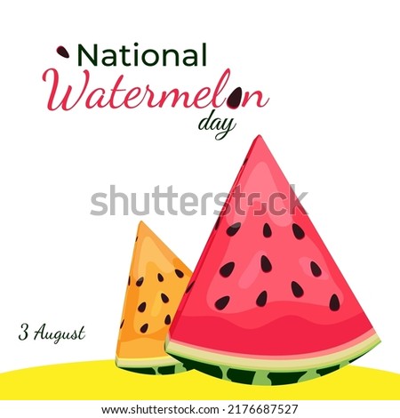 watermelon holiday. world watermelon day. national watermelon day. watermelon slices with yellow and red color with seeds on a white background Royalty-Free Stock Photo #2176687527