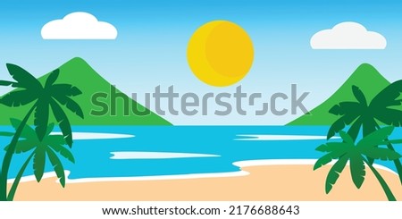 beach and sea natural scenery tropical beach vector background