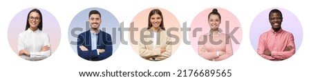 Profile pictures and faces of casual business team of various smiling executive people for userpic  Royalty-Free Stock Photo #2176689565