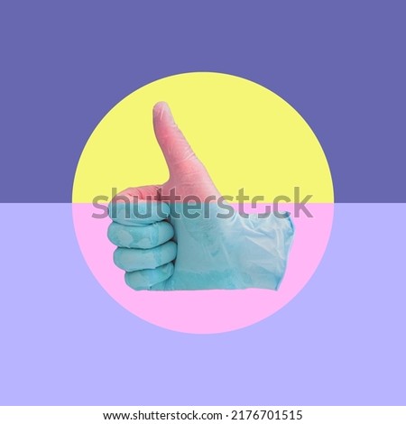 Thumb up sign for social networks. Collage art. Creative concept. Minimalism.
