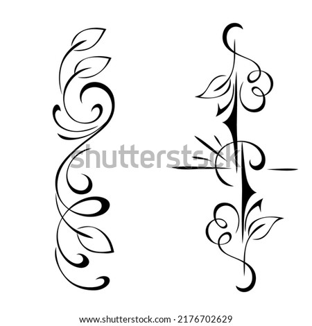 decorative oblong design with floral elements and vignettes. graphic decor, bordure Royalty-Free Stock Photo #2176702629