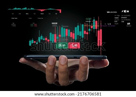 Trading planning Stock market and Business  strategy progress success Concept ,Businessman Trader investor broker using  smartphone app executing financial stock trade market trading order
 Royalty-Free Stock Photo #2176706581