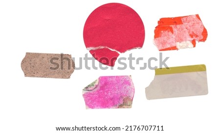 set of empty grungy adhesive price stickers, multicolored price tags, with free copy space, isolated on white background Royalty-Free Stock Photo #2176707711