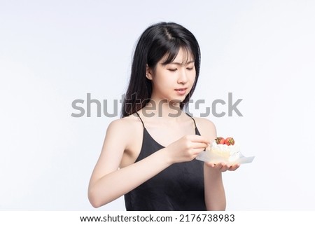 Asian girl on white background