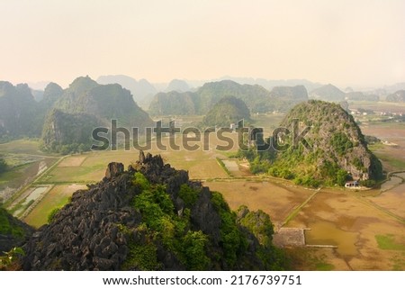 Karst landscape from Mua Cave viewpoint, Tam Coc, Ninh Binh, Vietnam Royalty-Free Stock Photo #2176739751