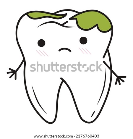 cartoon character tooth sick caries