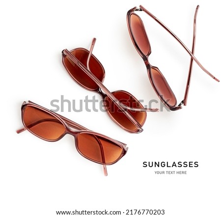 Sunglasses set isolated on white background. Women modern glasses creative layout. Top view, flat lay. Design element
 Royalty-Free Stock Photo #2176770203