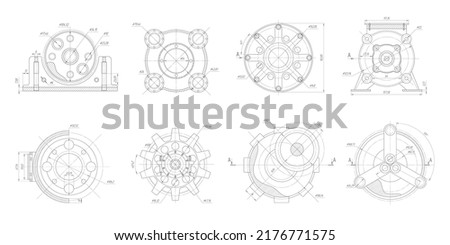 Technical drawing .Mechanical Engineering background .Technology banner.Vector illustration . Royalty-Free Stock Photo #2176771575