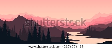 Scenery of rivers and mountains, background images for interiors, designs, posters, magazine covers.