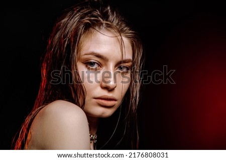 Beauty skin woman healthy hair and skin care concept over dark background