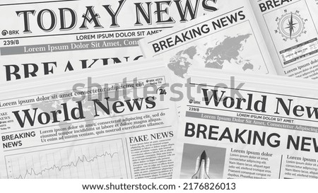 Newspaper. Realistic vector illustration background of the page headline and cover of old newspaper layout. Royalty-Free Stock Photo #2176826013