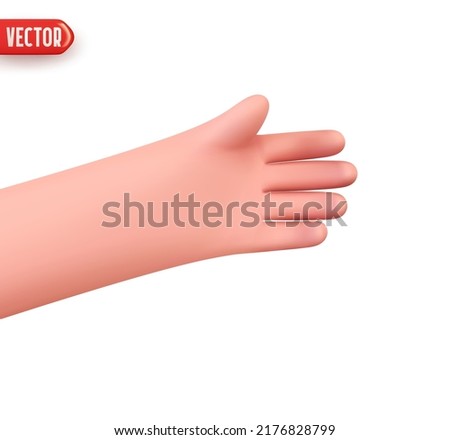 Hand gesture. Realistic 3d design In cartoon style. Icon isolated on white background. Vector illustration