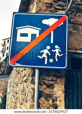 Road sign end of the living area. Road sign are prohibiting, allowing for attention and indicating.No children allowed. Road sign end of the living area. Traffic sign, residential zone. 